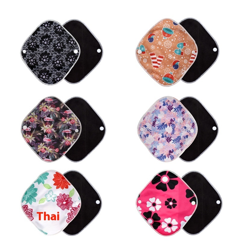 Small Washable Bamboo Charcoal Cloth Sanitary Napkin Leak-proof Breathable Aunt Napkin Menstrual Reusable Sanitary Pad