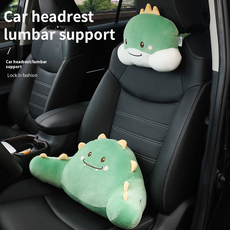 Cartoon Car Headrest Car Cushion Seat Neck Pillow Dinosaur Set Car Cute Headrest