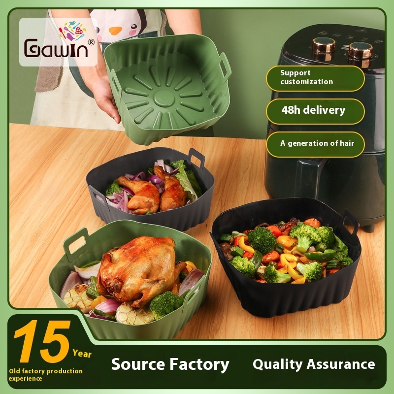 Air Fryer Baking Tray Household Oven Baking Bowl Square Air Fryer Silicone Tray Large Size S