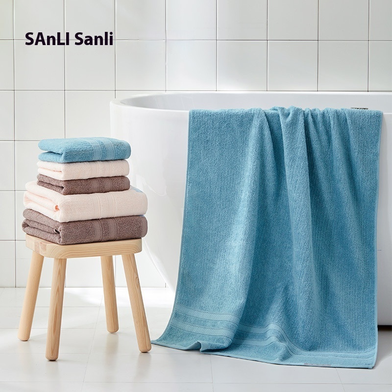 [Spring And Summer]Sanli Towel Solid Color Bath Towel Siro Spinning Bath Towel70*140 Adult Large Bath Towel