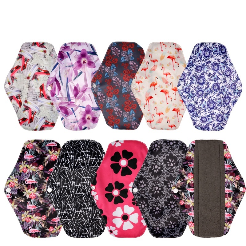 Spliced Bamboo Charcoal Washable Sanitary Napk For Women During Menstruation,Sanitary Pads,Leak-proof,Breathable,Reusable Aunt Napk