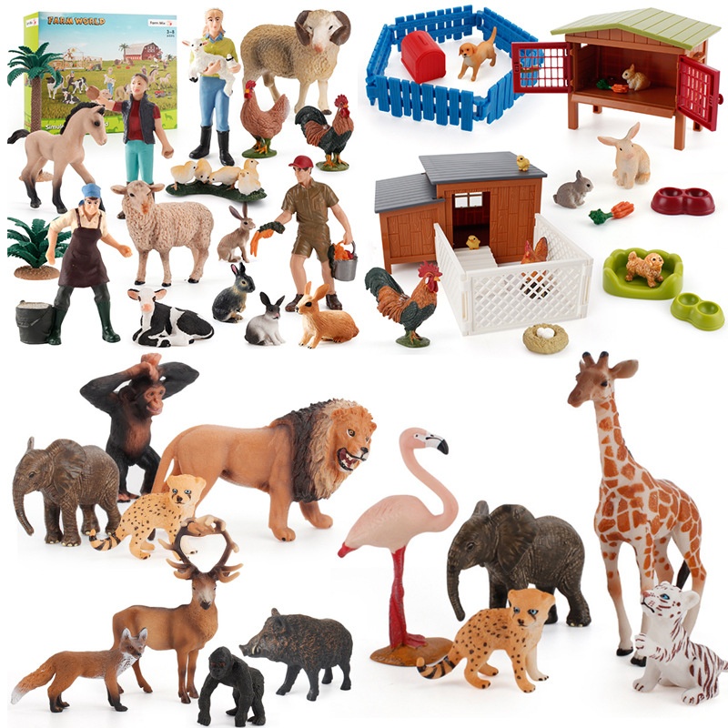 Children's Animal Set Big Gift Portable Simulation Wild Animal Elephant Lion Model Ornaments Toy Set