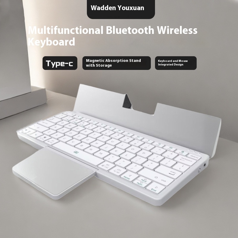 Wireless Bluetooth Folding Keyboard For Phones With PU Leather Hidden Touchpad Portable Keyboard