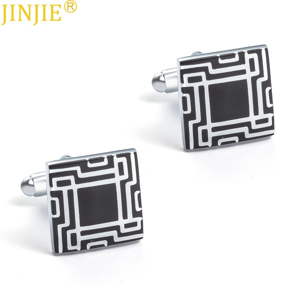 High-grade Square Retro Pattern Full Copper Metal Cufflinks Foreign Trade Men's French Cufflinks