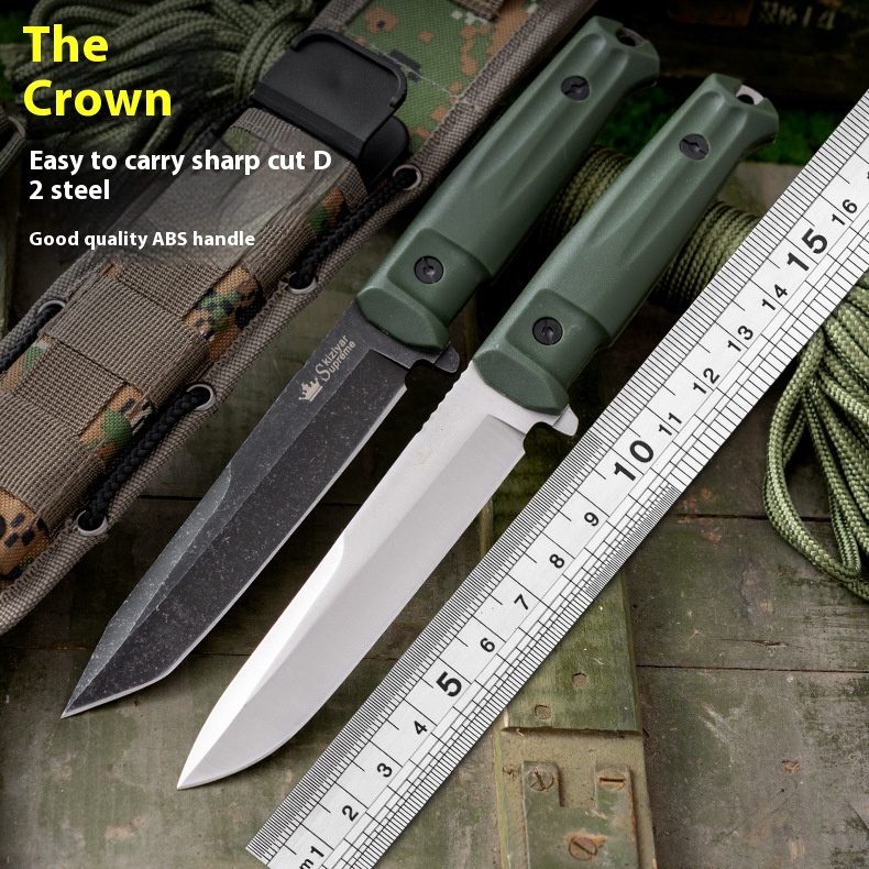 High Hardness Outdoor Tactical Straight Knife Camping Mountaineering Knife Integrated Steel Anti-body Knife Field Survival Straight Knife