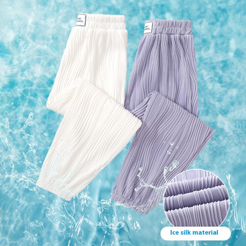 Girls Mosquito-proof Pants Summer Thin Children's Casual Sports Pants Ice Silk Girls Big Kids Summer Pants
