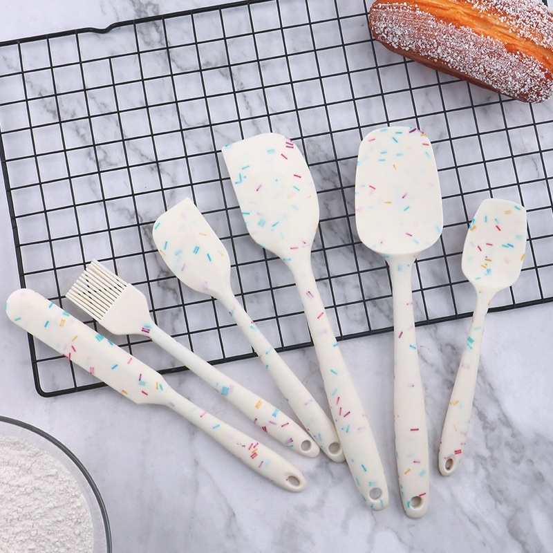 Silicone Scraper Kitchenware Baking6-piece Set Integrated Cream Spatula Silicone Brush Silicone Scraper