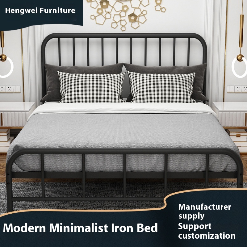 Iron Bed Single Double Bed European Modern Simple Princess Bed Hotel B& B Iron Frame Bed