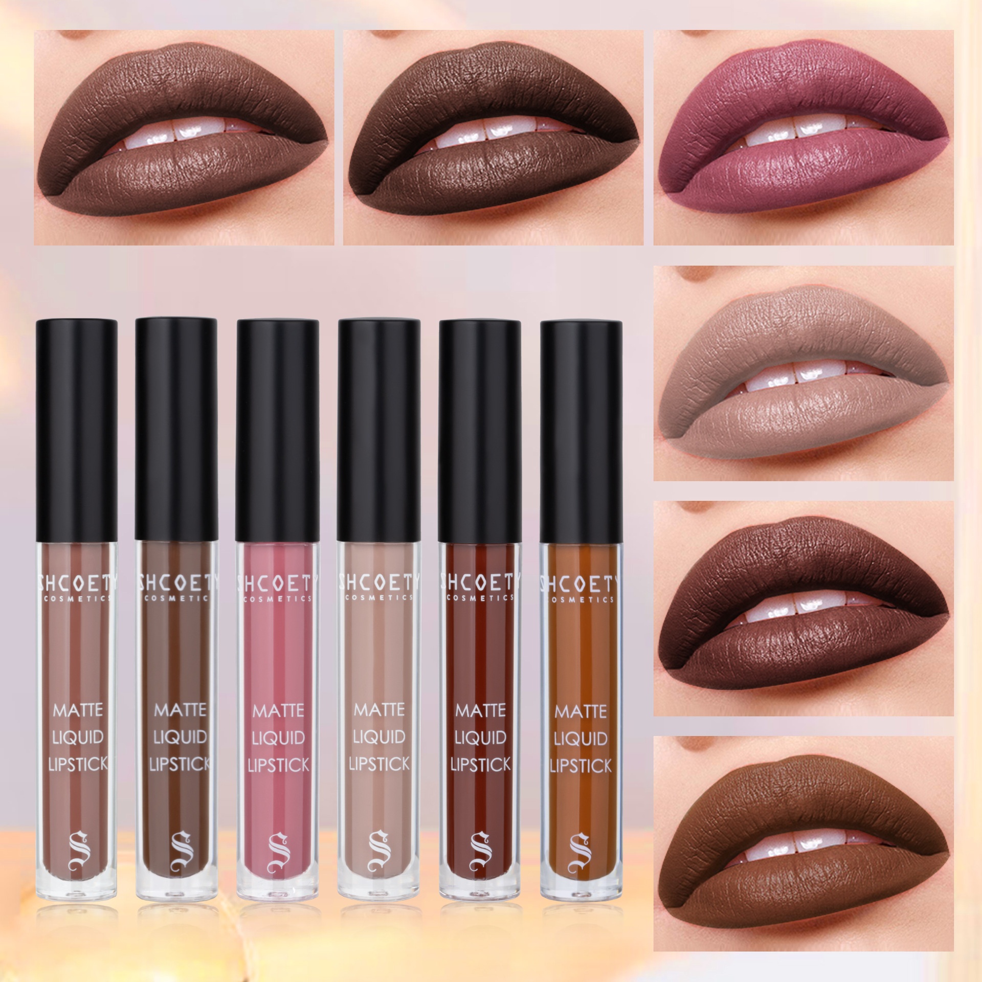 SHCOETY Matte Lip Glaze European And American Lip And Cheek Dual-purpose Lipstick Lip Gloss Durable Non-fading Non-stick Cup