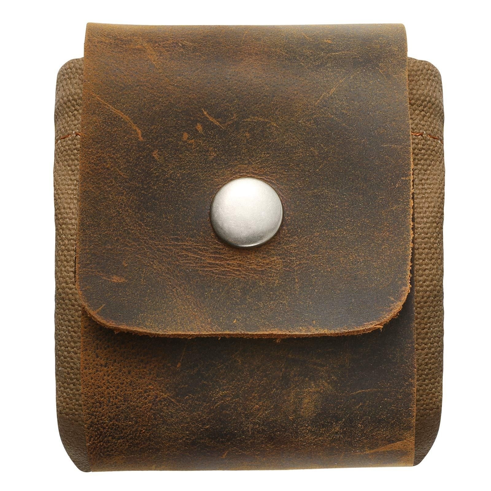 Men's Crazy Horse Genuine Leather And Canvas Waist Bag Dog Walking Bag Pet Training Bag Orchard Picking Bag Double Pull Guangzhou