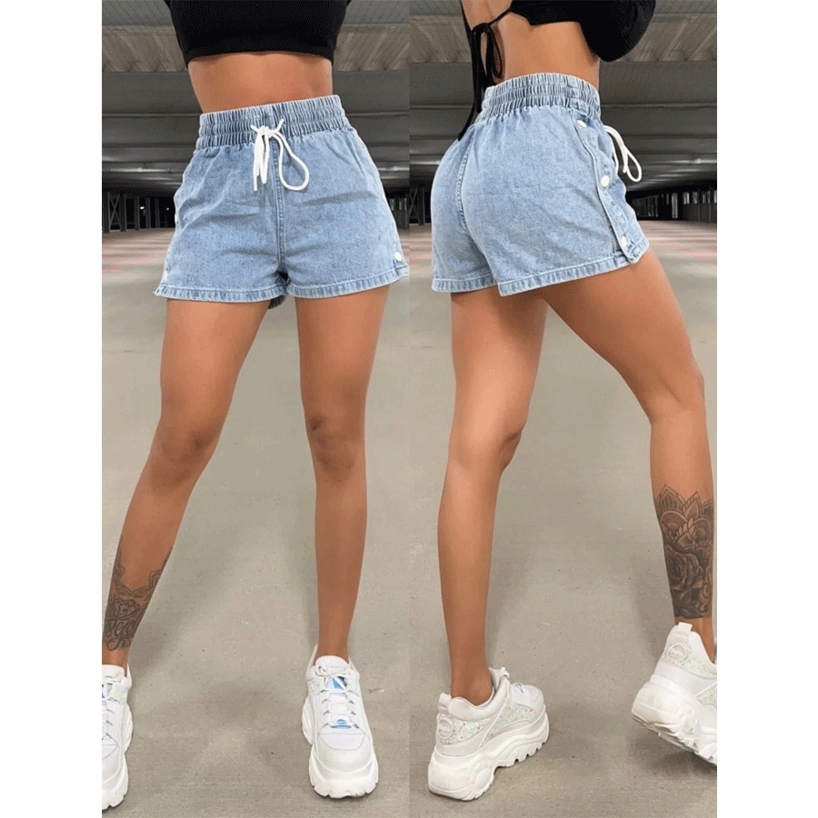 Europe And The United States Spring And Summer Temperament Commuter Joker Elastic Solid Color Slim Denim Shorts 22841