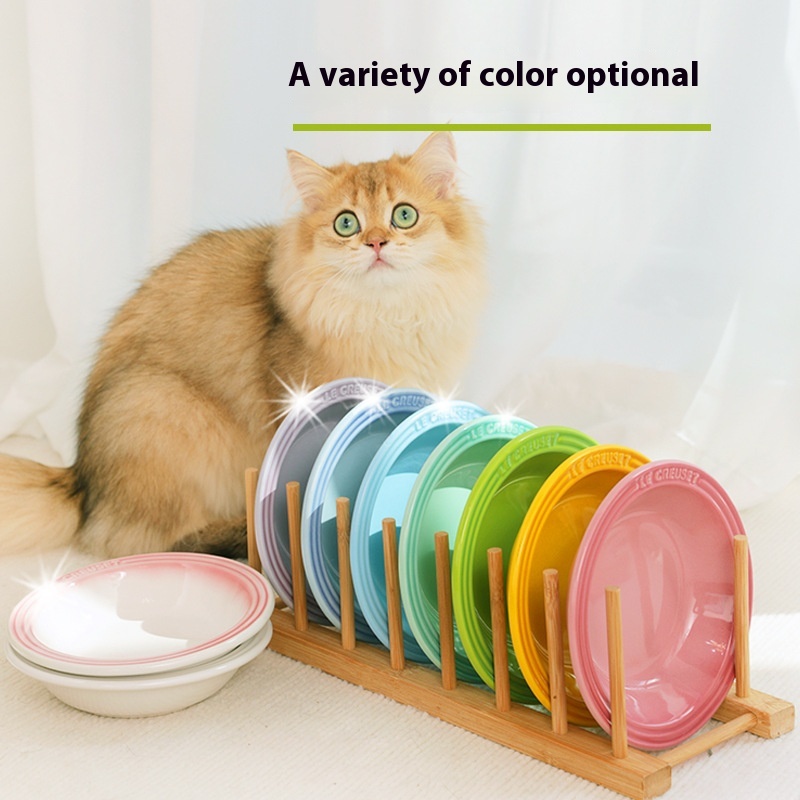 Cool Color Plate Nordic Style Ceramic Bowl Multiple Colors Optional Pet Bowl Embedded Water Bowl Cat Dog Food Bowl Pet Supplies