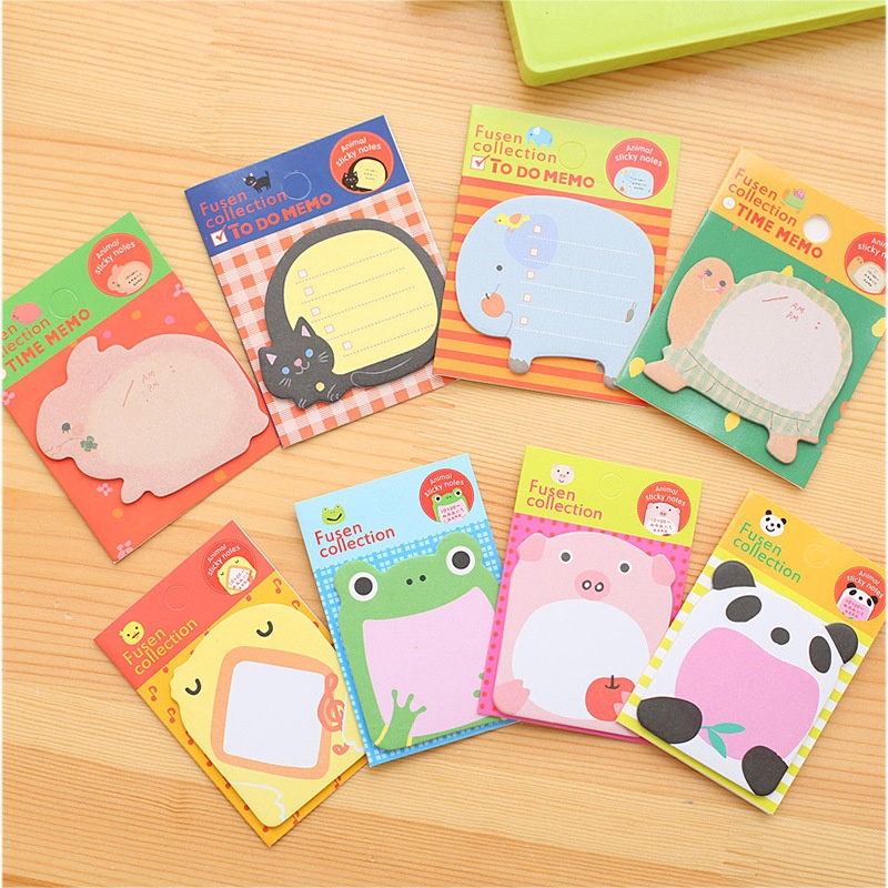 Cartoon Animal Sticky Notes Korean Stationery Creative Stickers Student Tearable Notebook Small Gift Portable NTimes Stickers