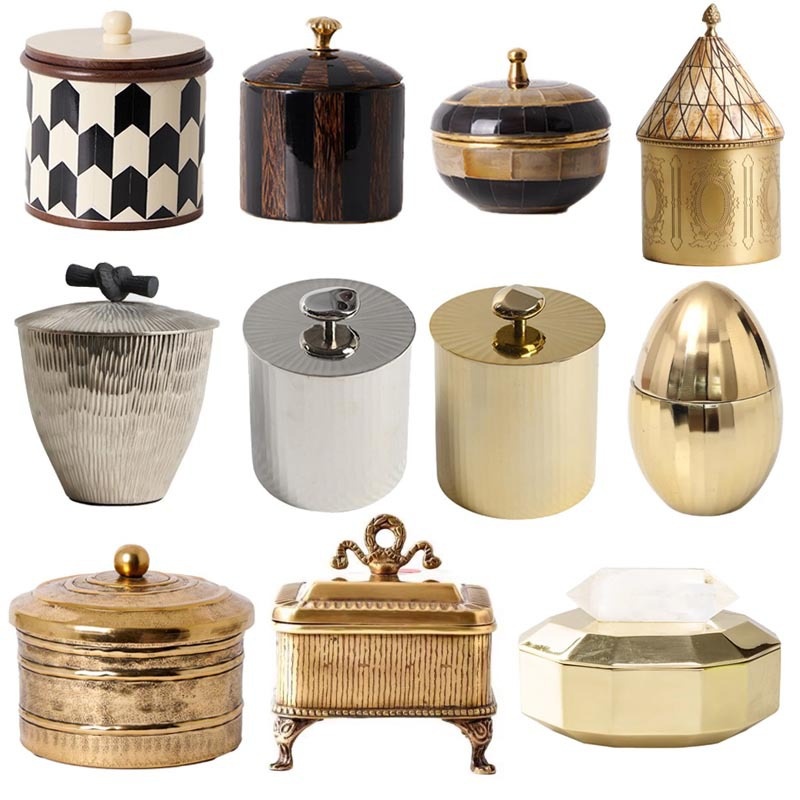 Casual And Accessible Luxury Cow Bone Splicing Retro Jewelry Box Aluminum Gold And Silver Storage Box Jewelry Necklace Jewelry Box Ornaments