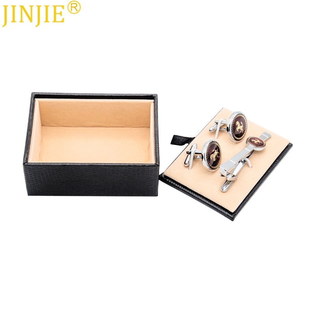 High-grade Plastic Litchi Pattern Cufflinks Tie Clip Set Packaging Box Jewelry Box Tie Clip Cufflink Box