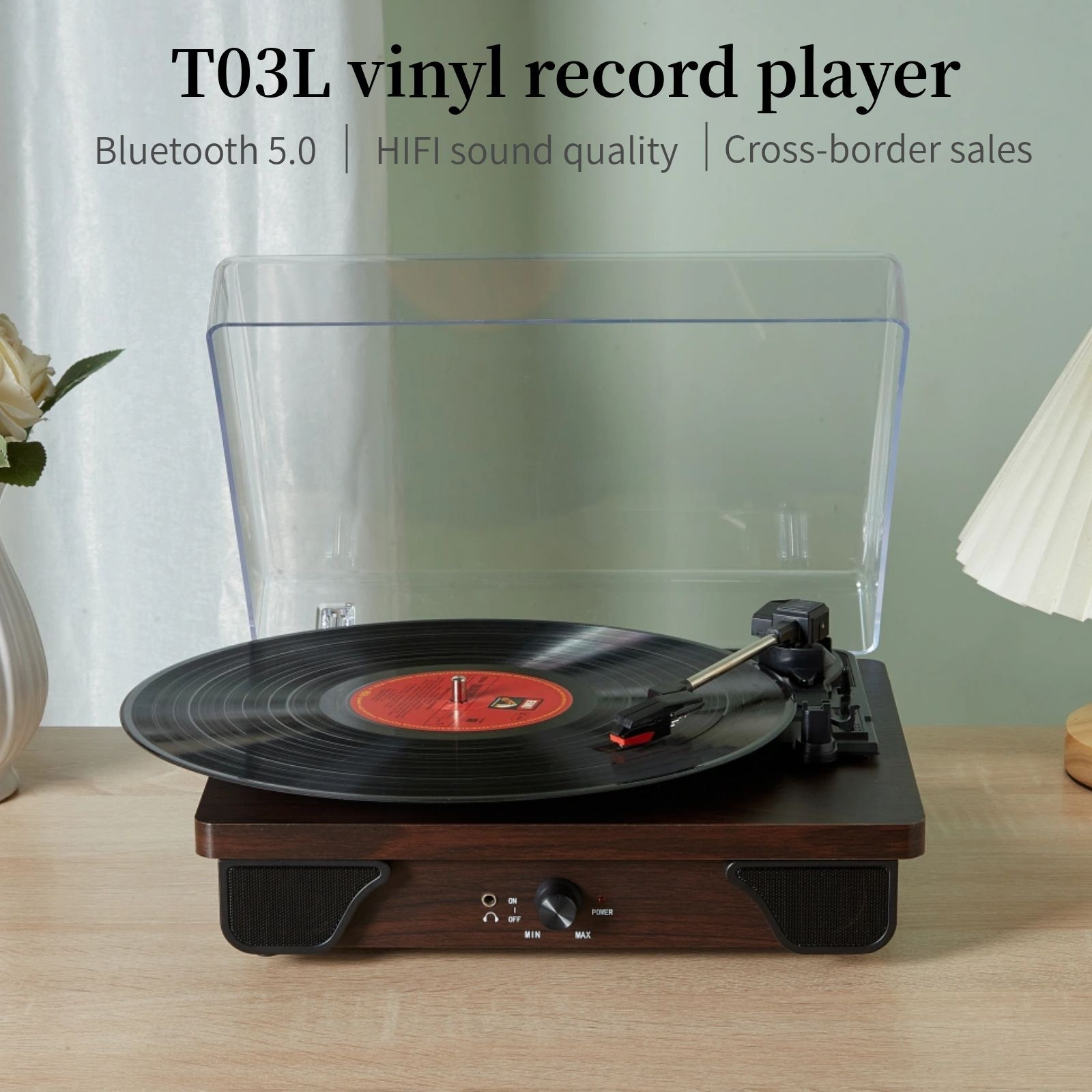 T03 LRetro Chinese Record Player Multifunctional Ornaments Retro Phonograph Antique Wooden Vinyl Record Player