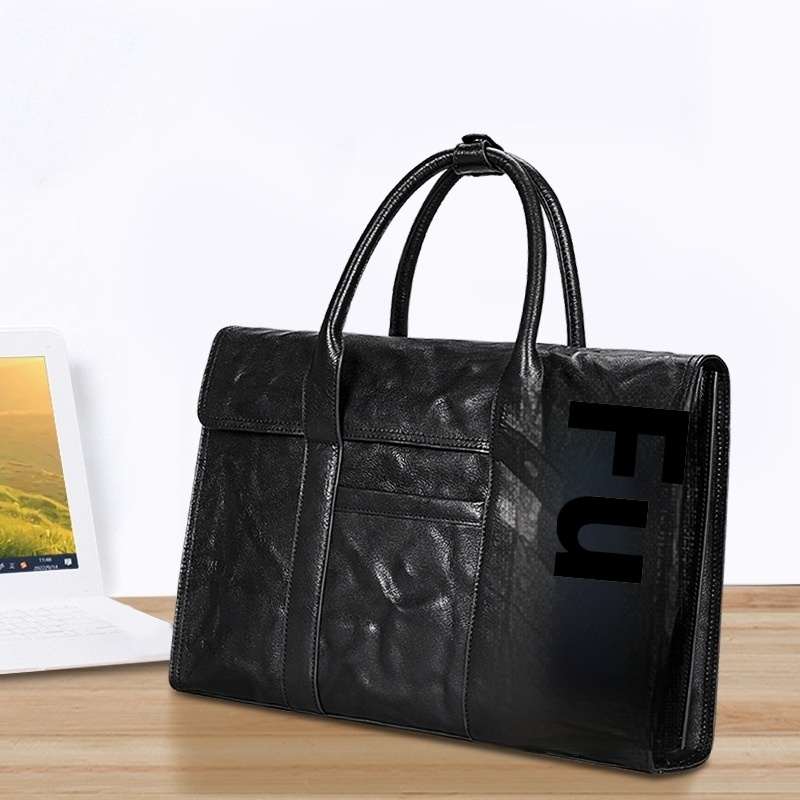 Men's Handbags Hand-grained Genuine Leather Men's Bag First Layer Cowhide Large Capacity Men's Briefcase