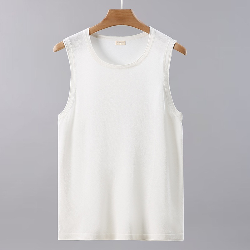 9622 Sports Vest Men's Summery Brand White Solid Color Fitness Sleeveless Waistcoat Bottoming Shirt Short-sleeved T-shirt