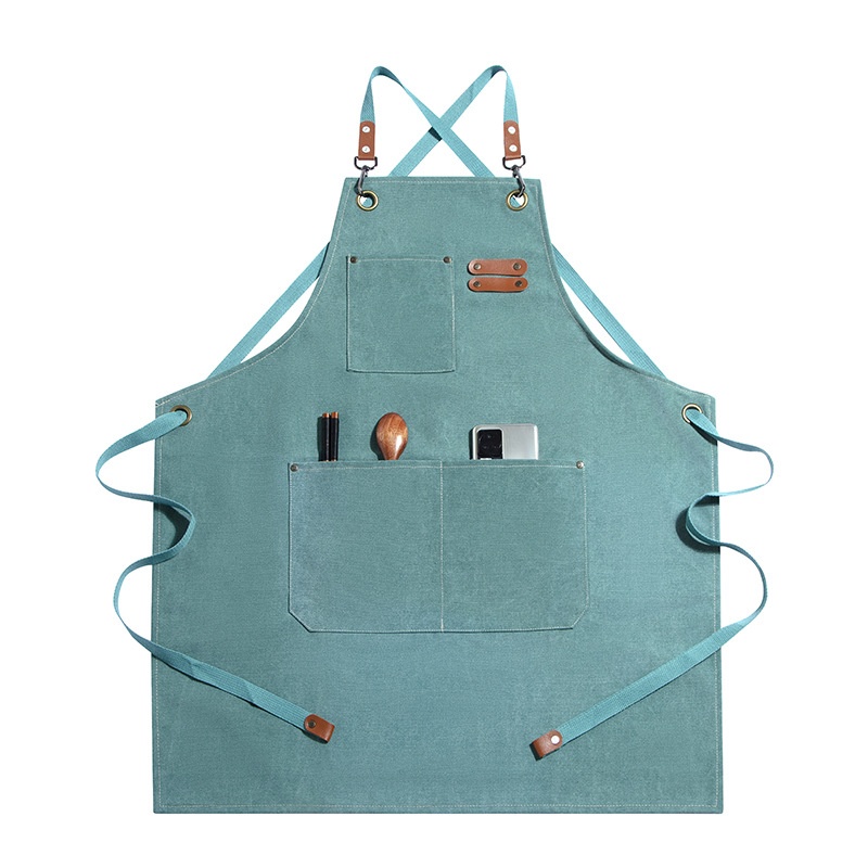 Thickened Canvas Apron Fashion Light Luxury Cross Lace-up Denim Apron Flower Gardening Nail Eyelash Overalls