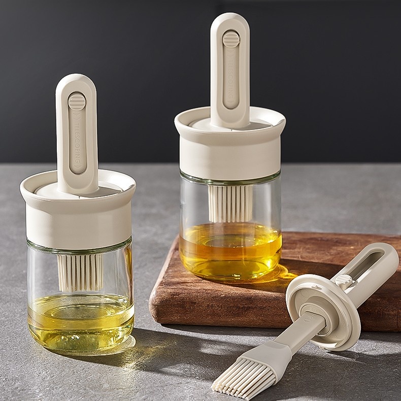 Morgan Retractable6-row Silicone Brush Head Oil Bottle Kitchen Barbecue Pancake Outdoor Barbecue Oil Pot