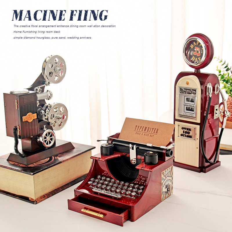 Retro Nostalgic Projector Typewriter Music Box Music Box Creative Bar Cafe Desktop Decoration Ornaments
