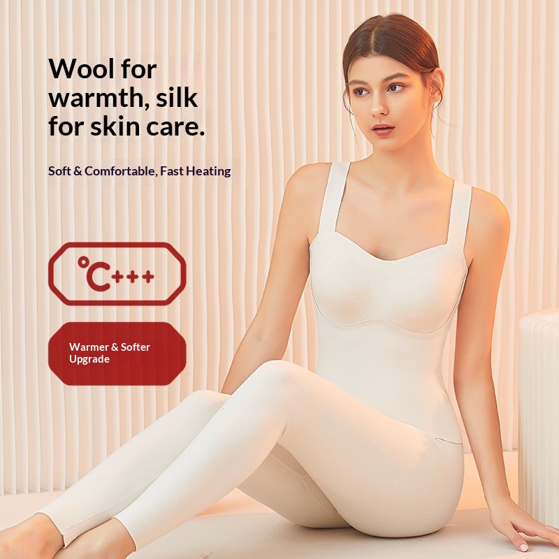 Seamless Cashmere Silk Skin-beautifying Warm Vest With Chest Pad Antibacterial Self-heating Constant Temperature Women's Autumn And Winter Quick-warming Underwear
