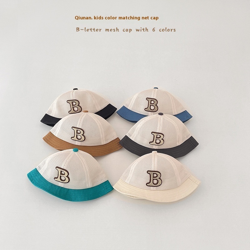 Qiunan Children's Mesh Fisherman Hat Korean Summer Boys And Girls Basin Hat Baby Hat Sun Hat