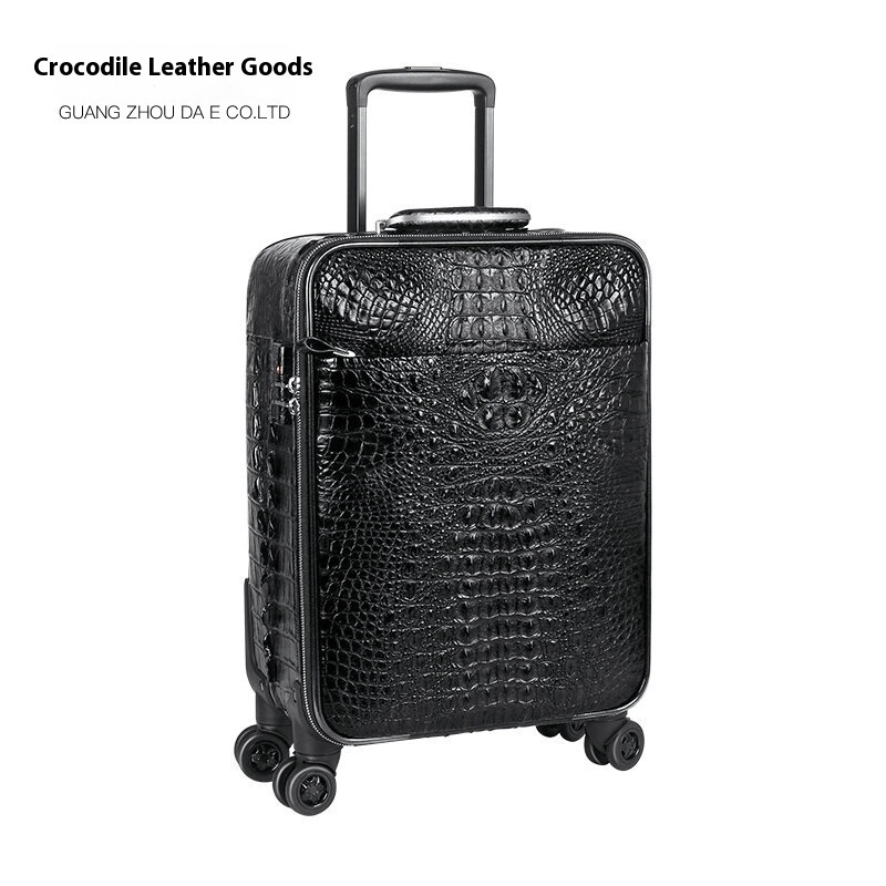 Crocodile Leather Trolley Case Men's Suitcase Business Casual Boarding Luggage 16/18/20-inch Leather Suitcase
