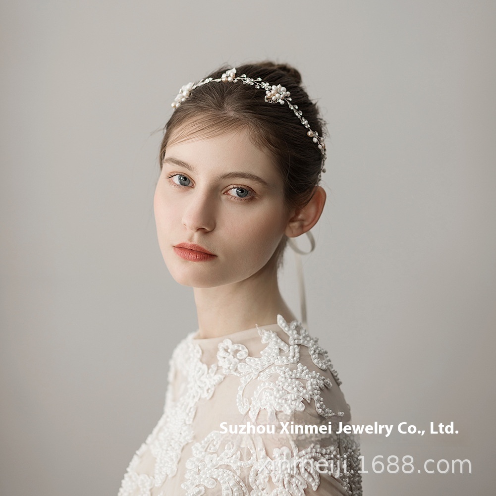 O523 Exquisite Color Pearl Bridal Headdress Beautiful Rhinestone Leaf Bridal Headband Wedding Dress Accessories