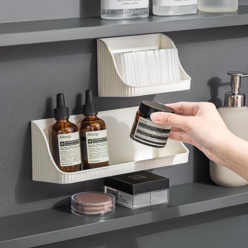 Light Luxury Oblique Wall-mounted Storage Box,Punch-free Bathroom Mirror Cabinet,Cosmetics Storage,Bathroom Sundries Storage Box