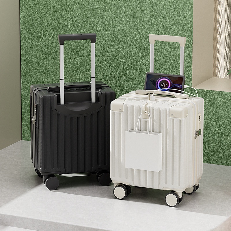 Korean And Japanese Style14-Inch Carry-On Suitcase-Multi-Functional Travel Luggage With Lock,y18-Inch Option