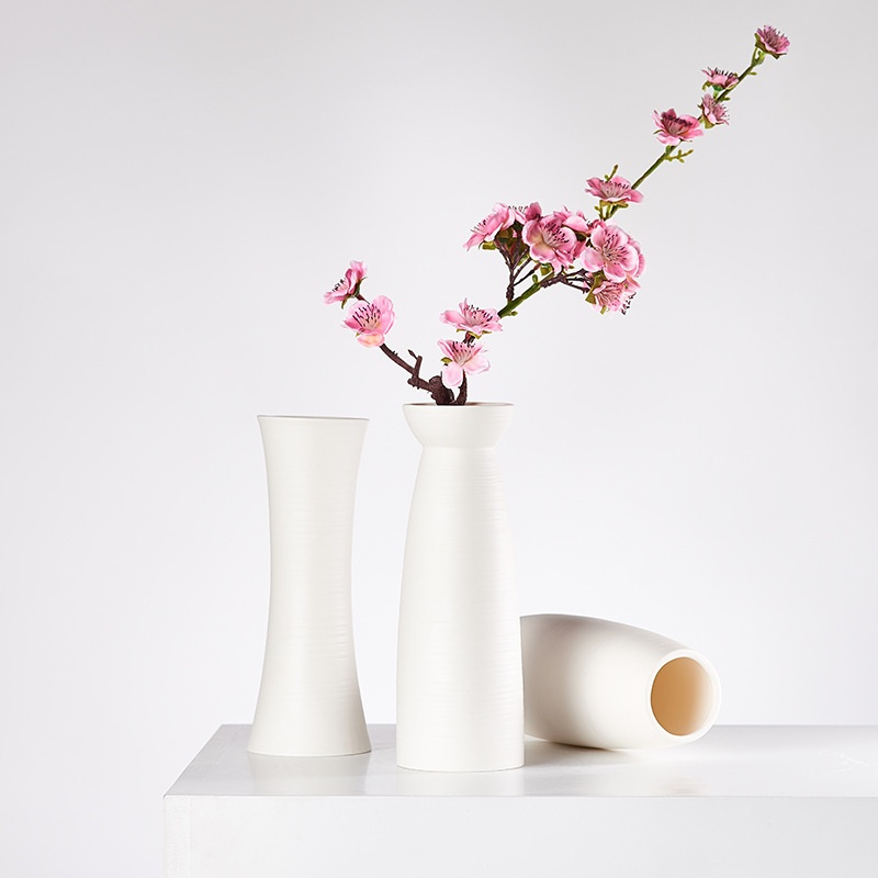 Nordic White Ceramic Dried Flower Vase Small Fresh Decorations