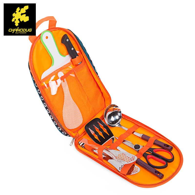 Outdoor Cooking Utensils7-piece Camping Barbecue Simple Handbag Picnic Bag304 Stainless Steel Kitchenware Knife Set