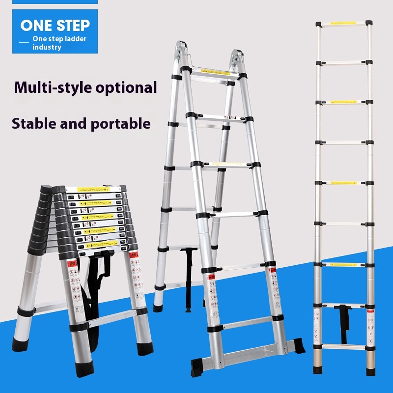Telescopic Ladder Lifting Ladder Thickened Aluminum Alloy Herringbone Ladder Household Multifunctional Folding Ladder Bamboo Ladder