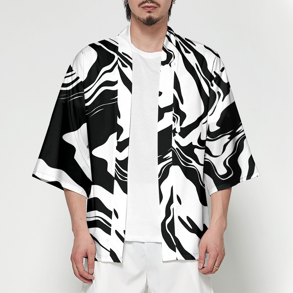 Crane Robe Shirt Three-quarter Sleeves Japanese Style Kimono Cardigan Loose Large Size Chinese Style Men's Jacket Spring And Summery Cool