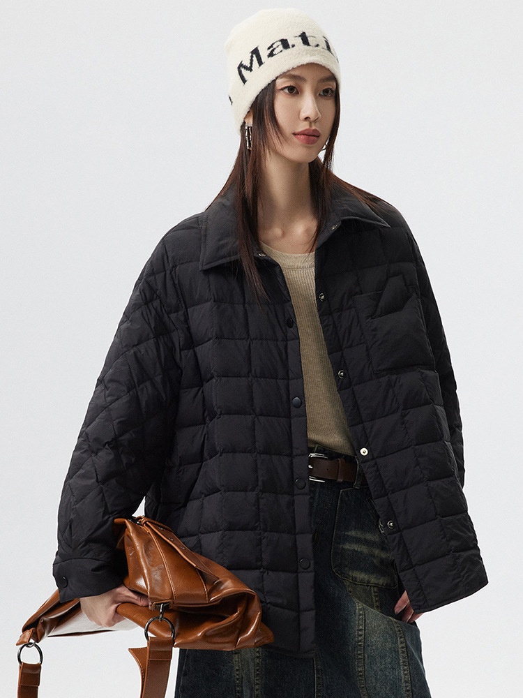 Pinghu Down Shirt Collar Lightweight Down Jacket For Women, Petite Short Style, 90% Down