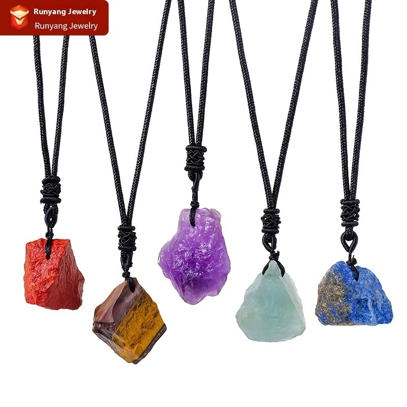 Selling Natural Crystal Original Stone Pendant Pink Crystal Amethyst Yellow Crystal Original Stone Necklace Jewelry Pendant