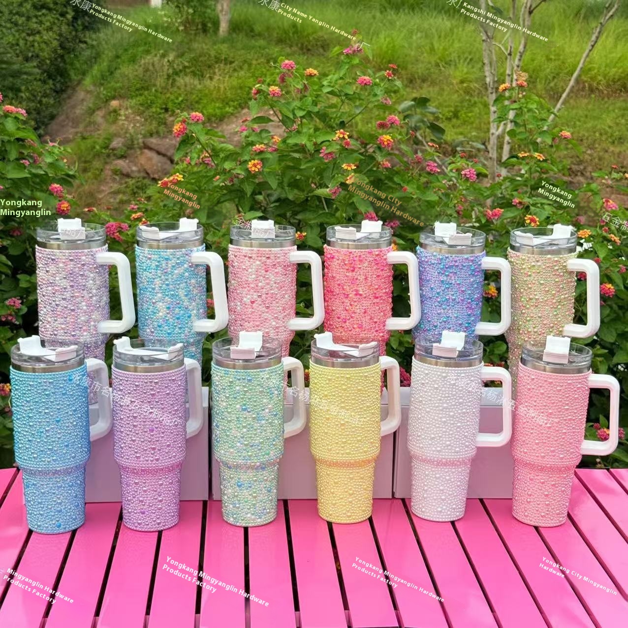 Pearl Drill 40oz Car Cup With Handle Portable Car Cup Stainless Steel Thermos Cup Water Cup