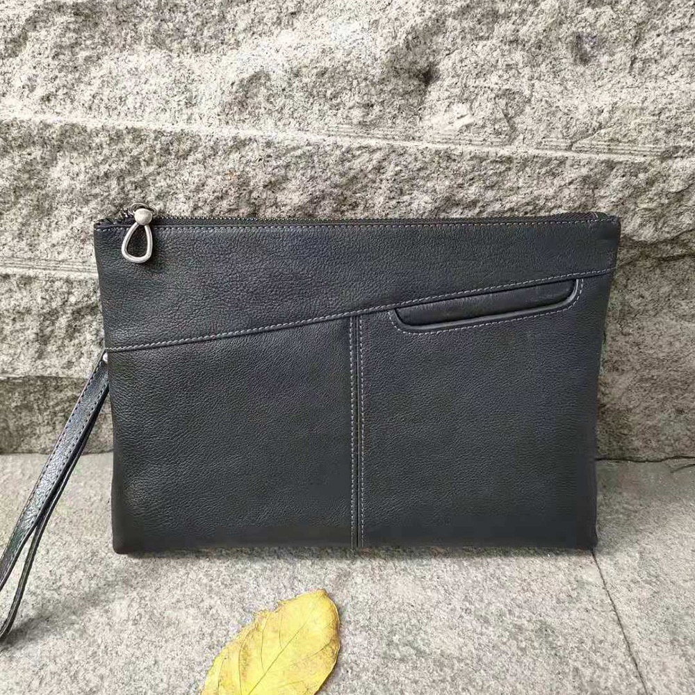 Men's Bag First Layer Cowhide Envelope Bag Men's Handbag Hand-held Genuine Leather Underarm Casual Wrist Bag