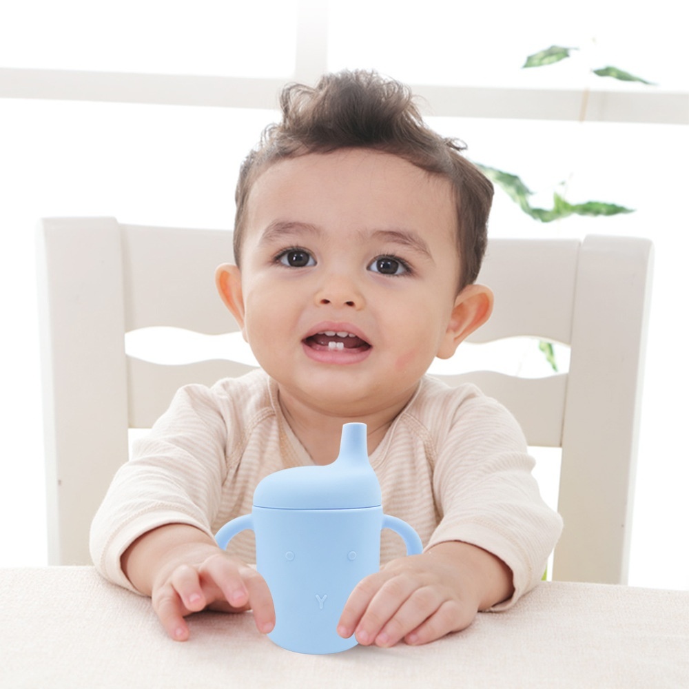 Baby-specific Silicone Water Cup Anti-fall Food-grade Children's Learning To Drink Water Cup Handle Anti-choking Duckbill Cup