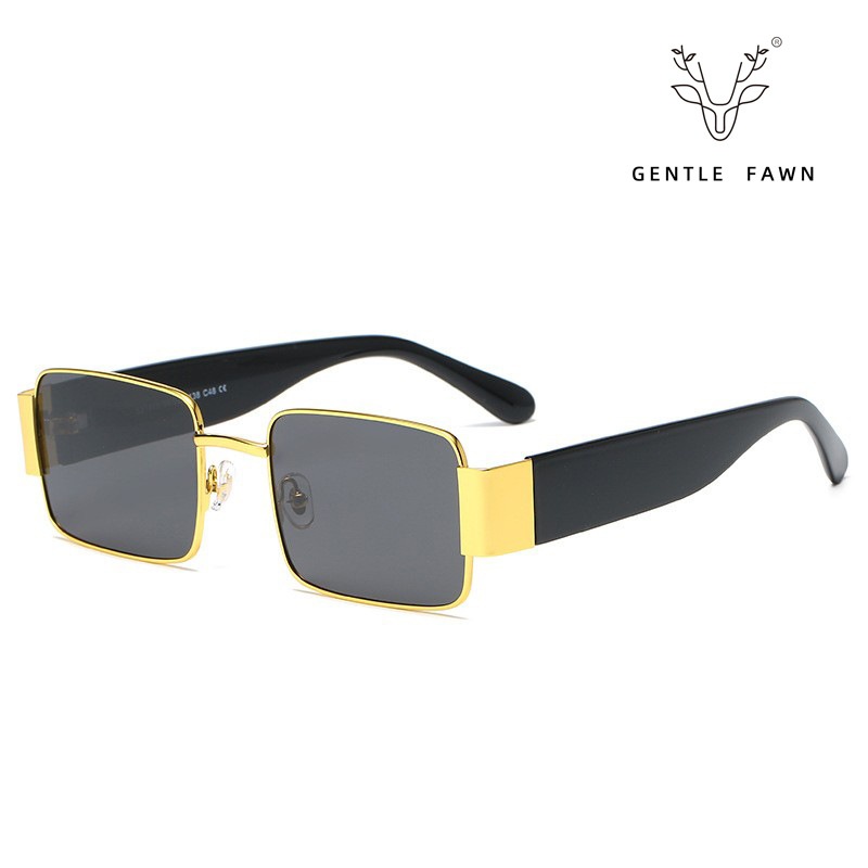 S31463 Metal Square Frame Wide Temple Polarized Punk Sunglasses For Women With Big Face And Round Face European And American Street Shooting Sunglasses For Men