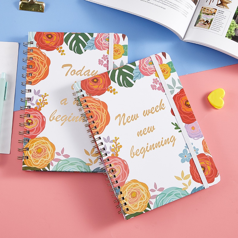 Weekly Planner Notebook Daily Planner English Self-Discipline Check-in Notepad A5 Coil Schedule Book