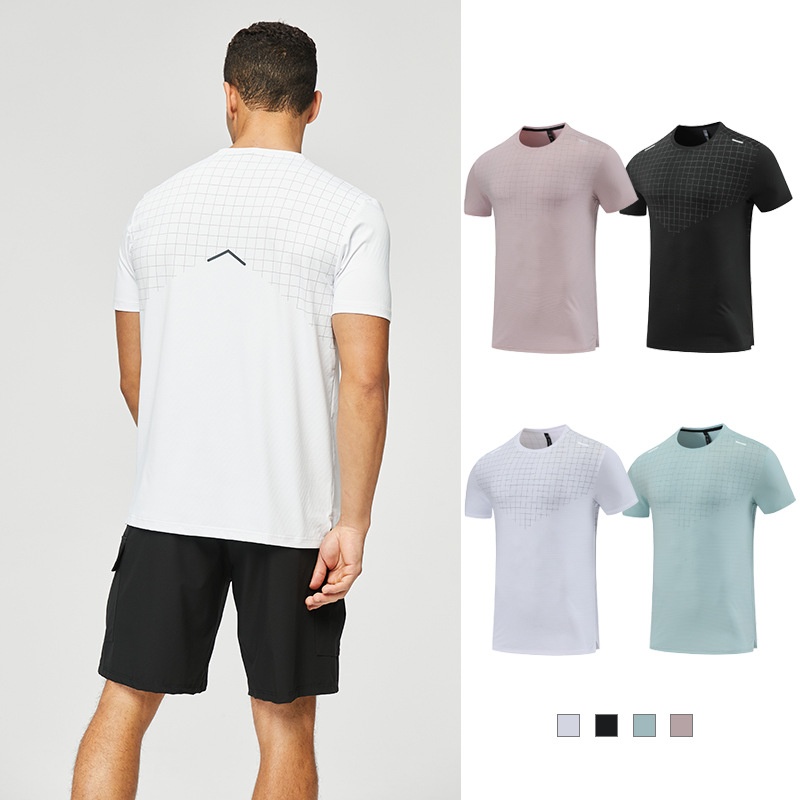 Sports Tops Short Sleeves Men's Summer Round Neck Ice Silk Loose Fitness Training Suit Printed Running Casual Quick-drying T-shirt