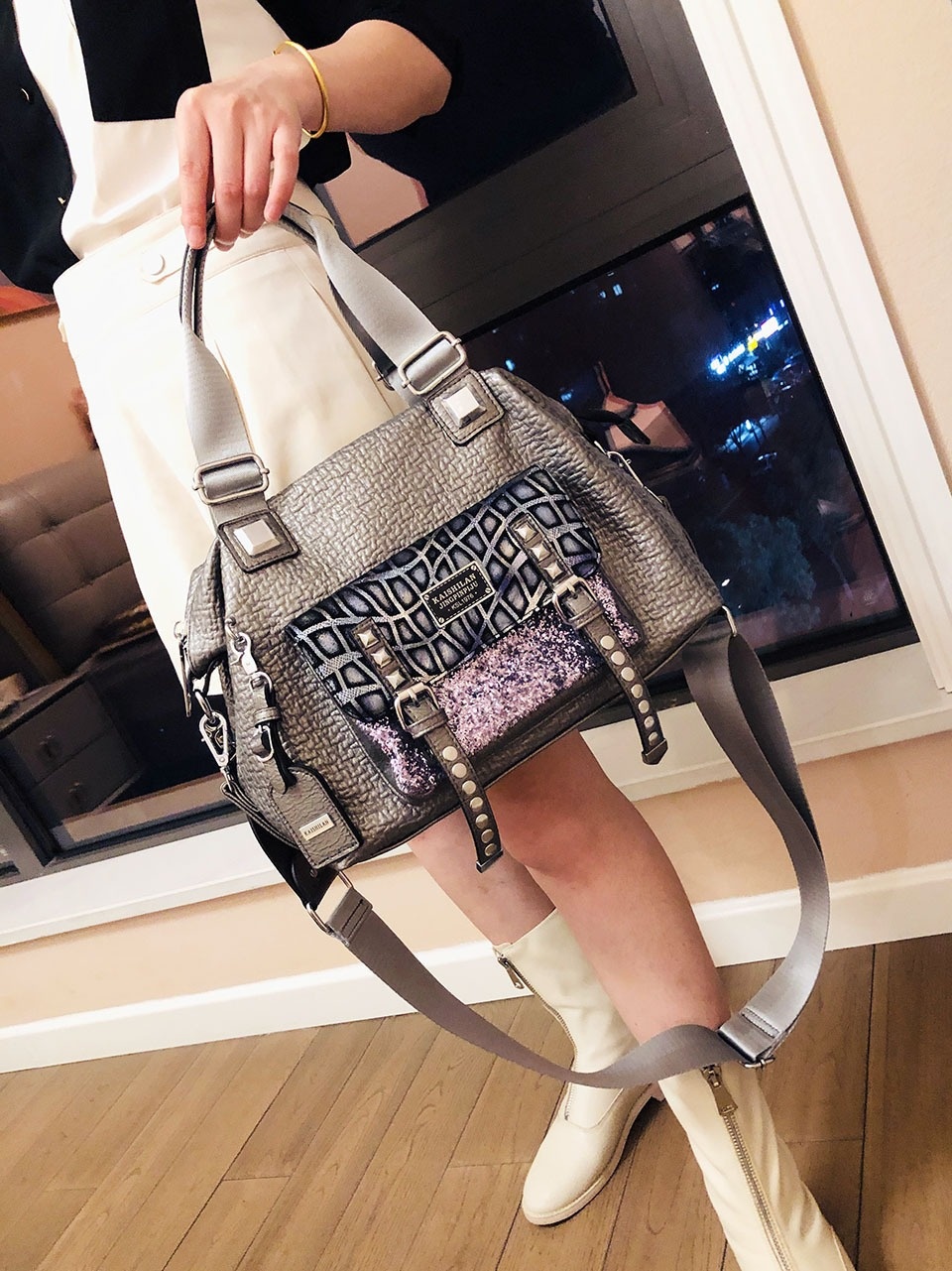 6381-4 Large Capacity Travel Bag Autumn And Winter Y Korean Style Sequined Handbag Women's Shoulder Crossbody Bag