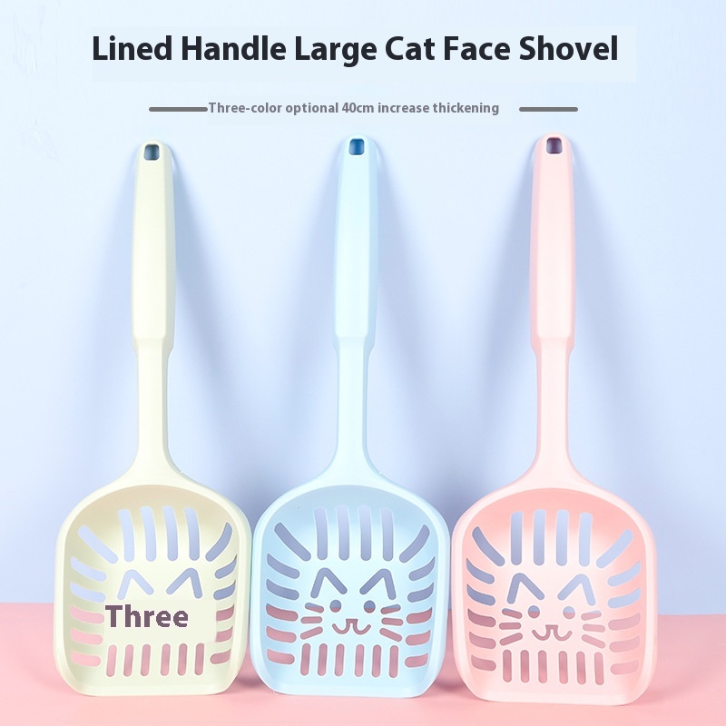 Extended Handle Large Cat Face Shovel Cat Litter Shovel Cat Pet Cleaning Supplies Cat Litter Shovel Large Hole Shovel Cat Feces Shovel