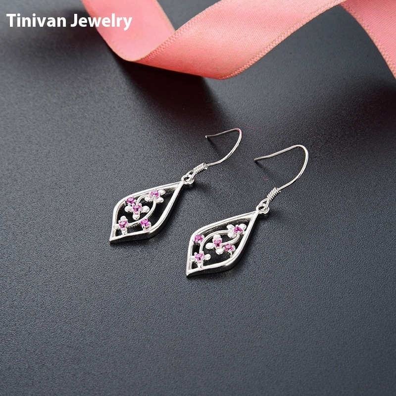 S925 Sterling Silver Earrings Earrings For Women Fashion Temperament Niche Design Inlaid Zircon Floral Teardrop-shaped Ear Hooks Ear Jewelry