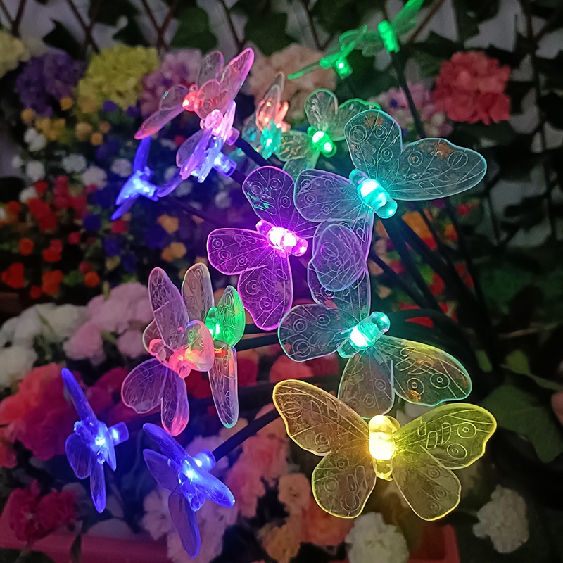 Outdoor Waterproof Garden Decoration Ground Light Wind Swing Firefly Lawn Light Solar Butterfly Light