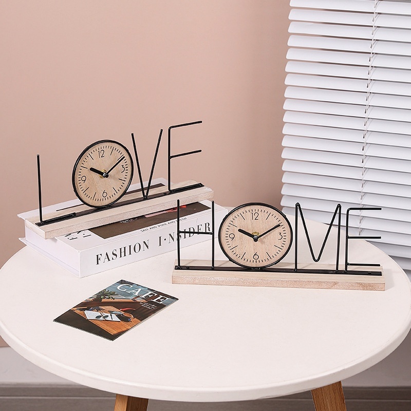 Creative Simple Clock Letter Iron Clock Ornaments Home Porch Living Room TVCabinet Desktop Decorations