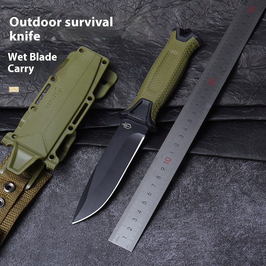 Outdoor Knife Camping Style Self-defense Straight Knife Wilderness Survival Sharp Straight Knife Tactical Knife Portable Survival Knife High Hardness Knife