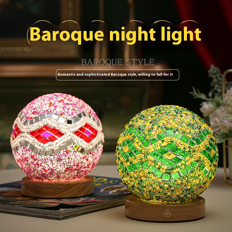 Baroque Night Light Romance And Freedom Bohemian Style Creative Rechargeable Table Lamp Decorative Glass Lamp - 3